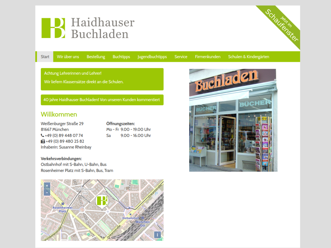 Website-Screenshot von Haidhauser Buchladen