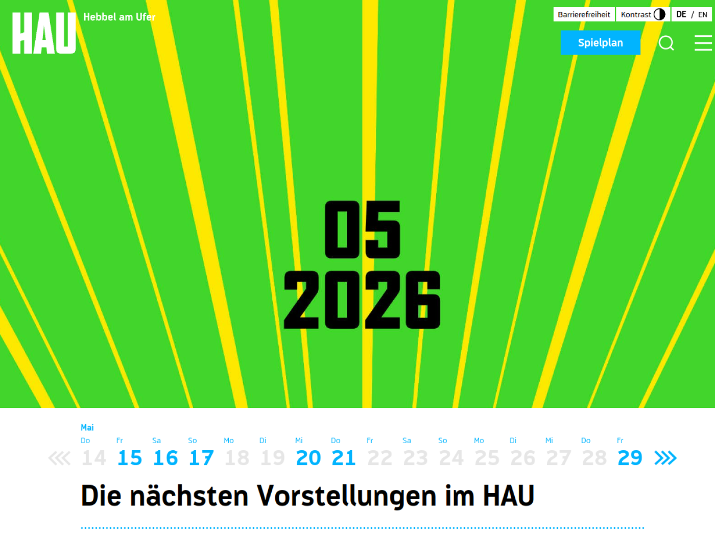 Website-Screenshot von HAU 2 (Hebbel am Ufer)