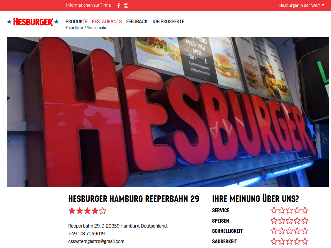 Website-Screenshot von Hesburger