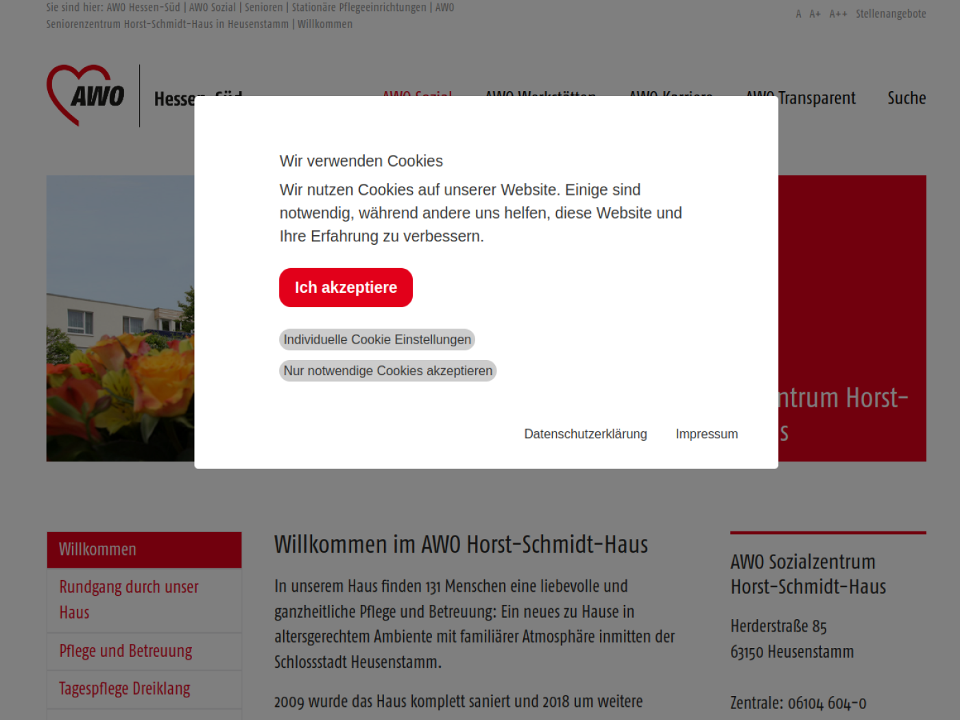Website-Screenshot von Horst-Schmidt-Haus