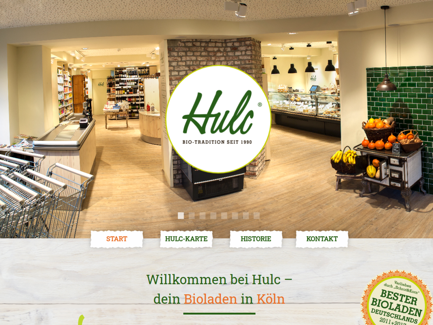 Website-Screenshot von Hulc Bio-Food