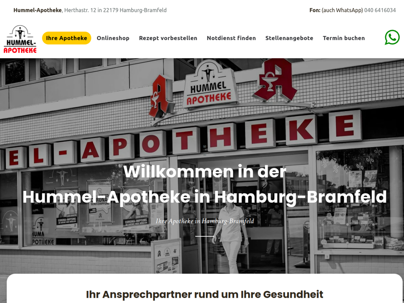 Website-Screenshot von Hummel-Apotheke