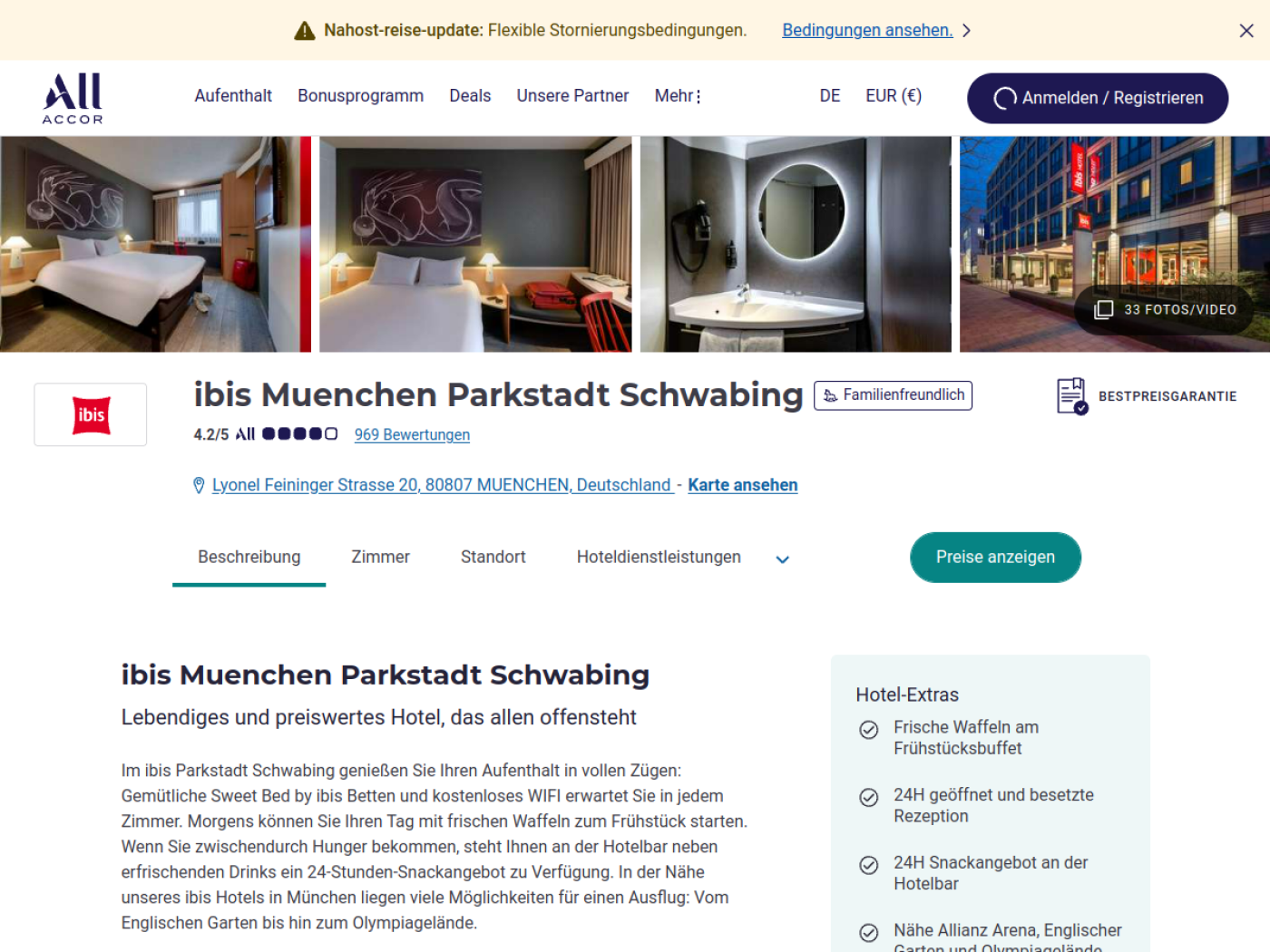 Website-Screenshot von Ibis