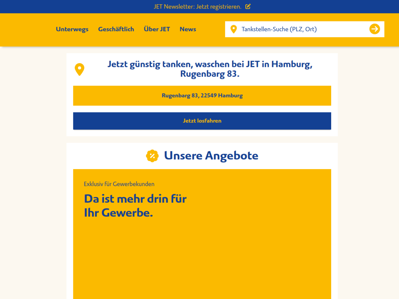 Website-Screenshot von JET