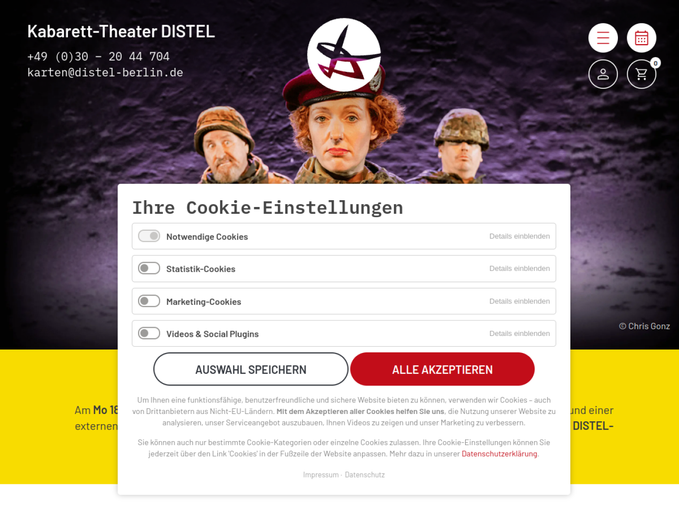 Website-Screenshot von Kabarett-Theater Distel