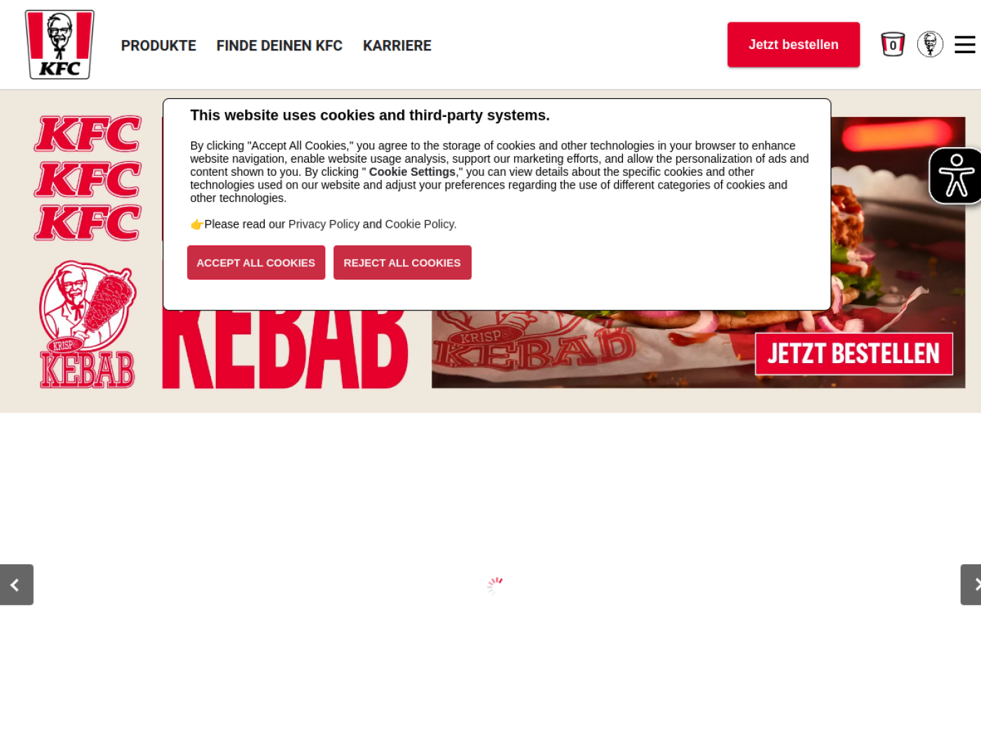Website-Screenshot von KFC