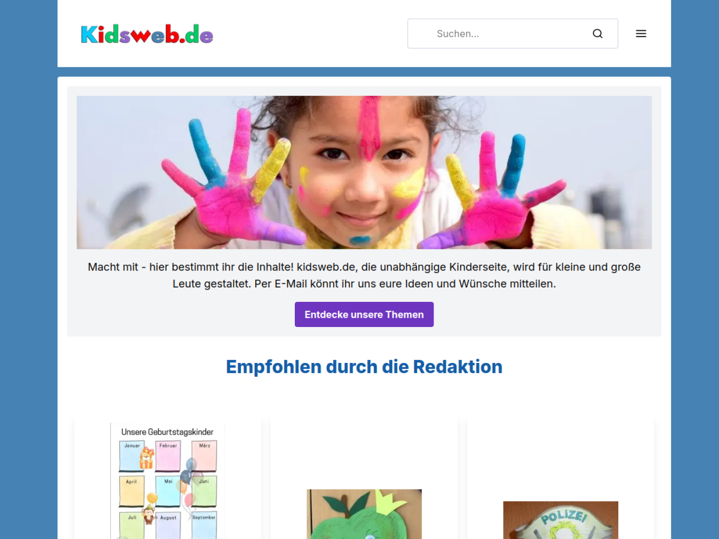Website-Screenshot von kidsweb.de Kindertagesbetreuung