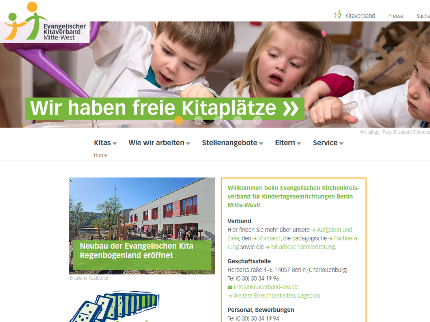 Website-Screenshot von Kindergarten Trinitatis
