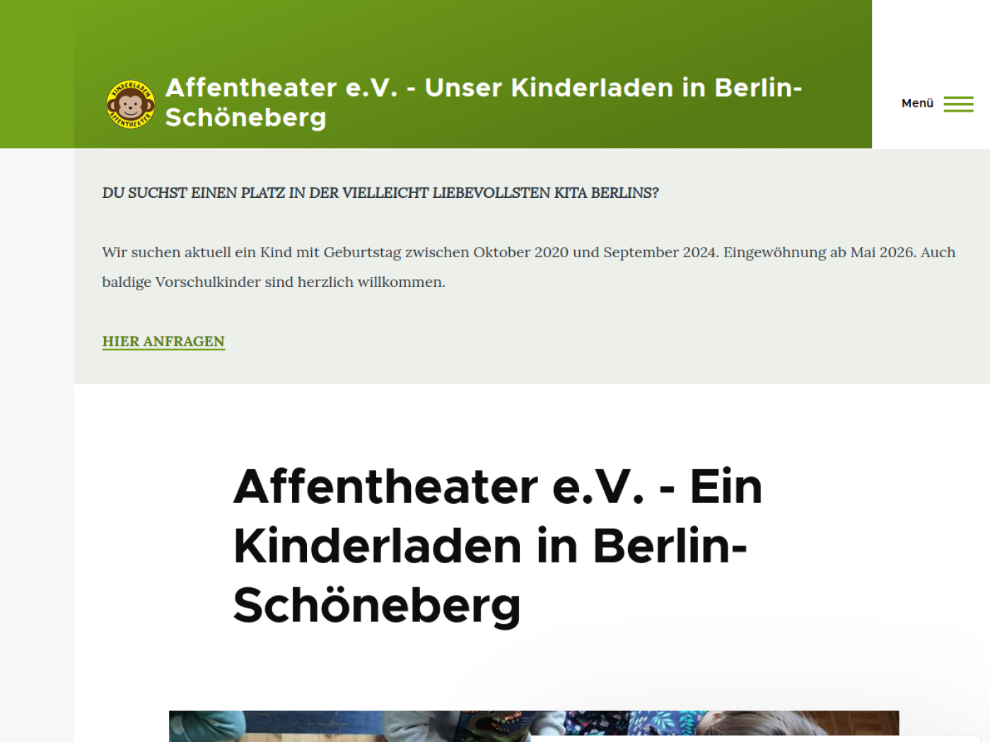 Website-Screenshot von Kinderladen Affentheater