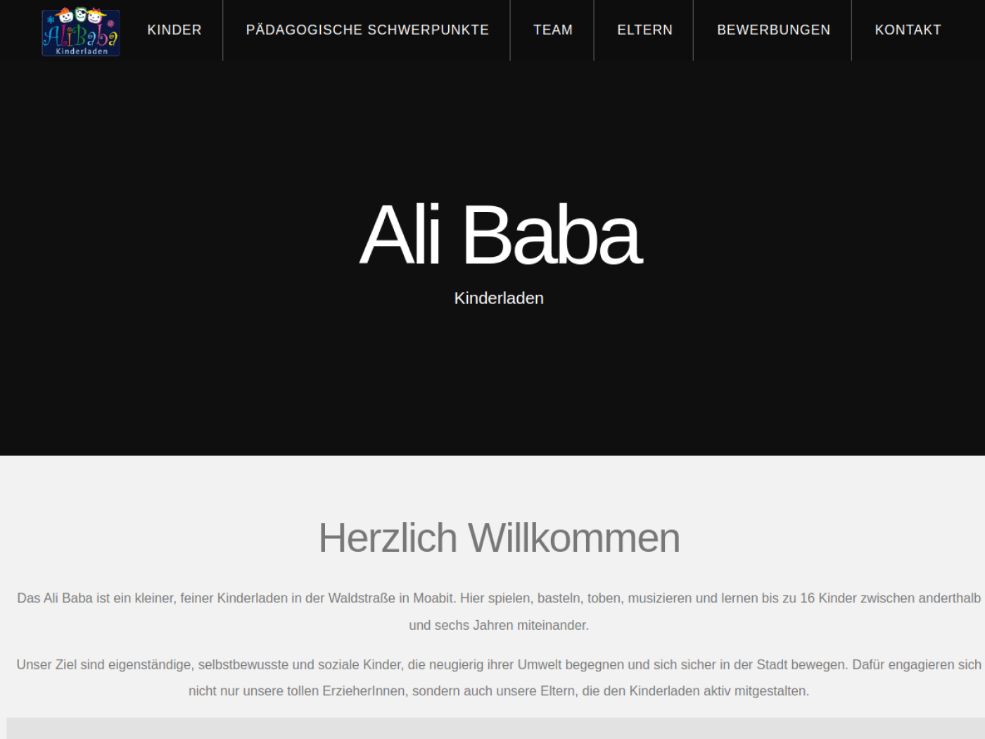 Website-Screenshot von Kinderladen Ali Baba