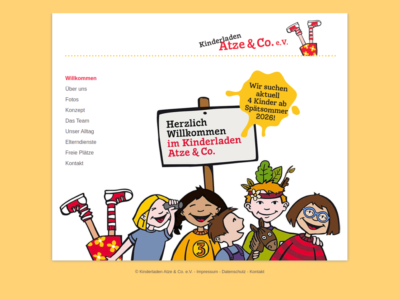 Website-Screenshot von Kinderladen Atze + Co.