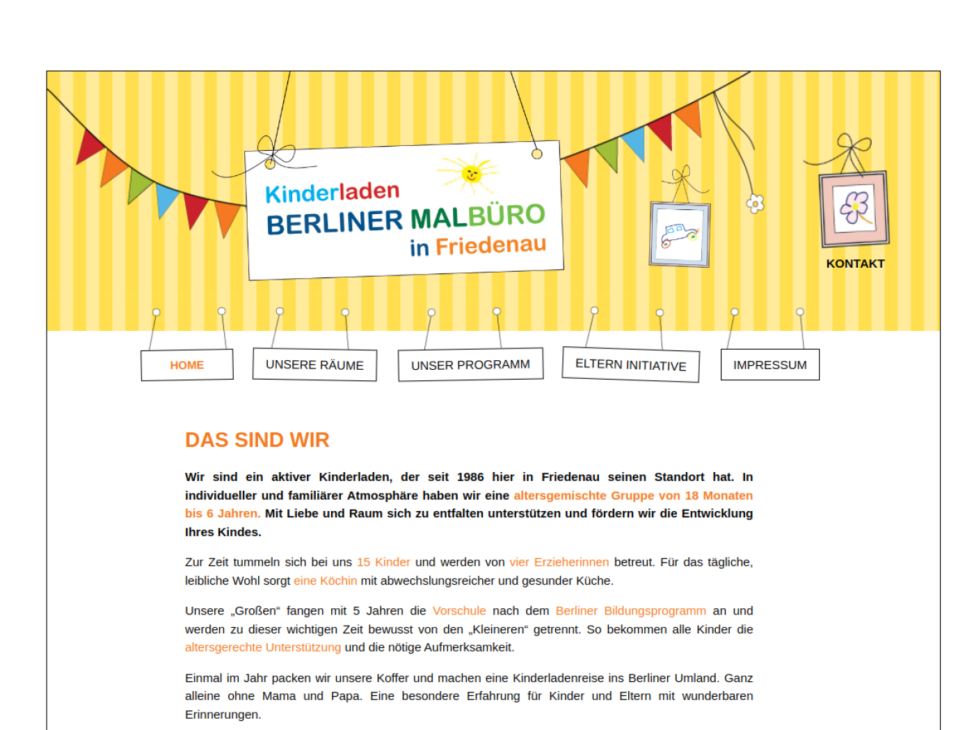 Website-Screenshot von Kinderladen Berliner Malbüro