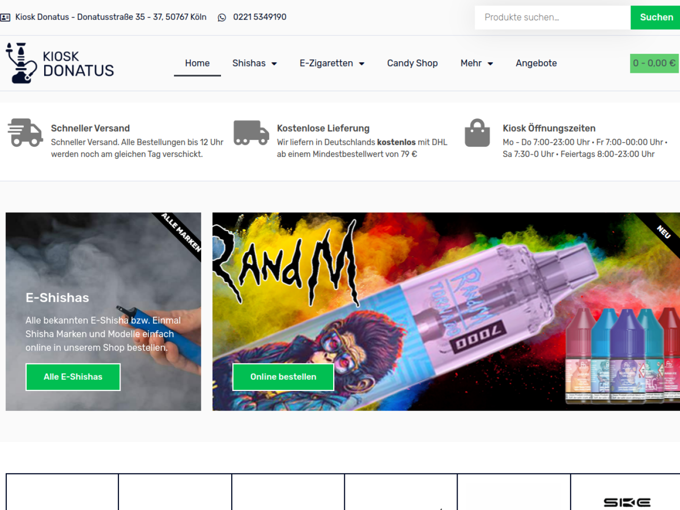Website-Screenshot von Kiosk Donatus