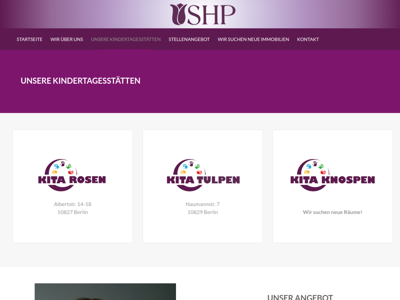 Website-Screenshot von Kita Rosen