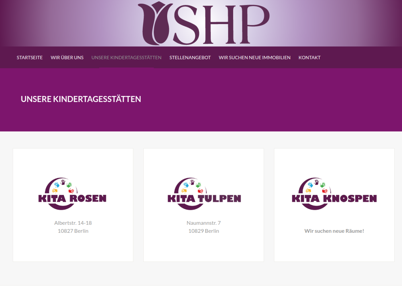 Website-Screenshot von Kita Tulpen