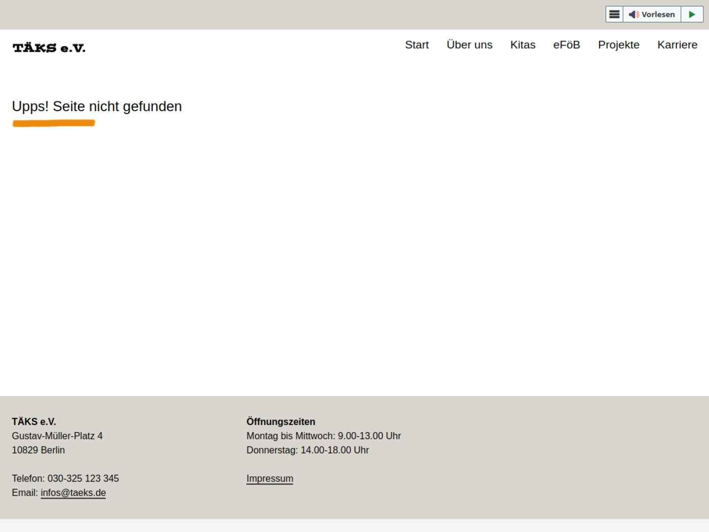 Website-Screenshot von Kita 'Wilde 13'