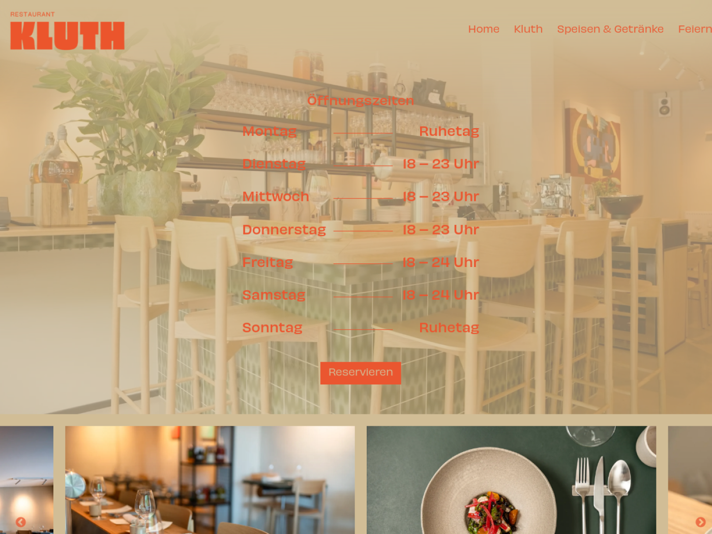 Website-Screenshot von Kluth Restaurant