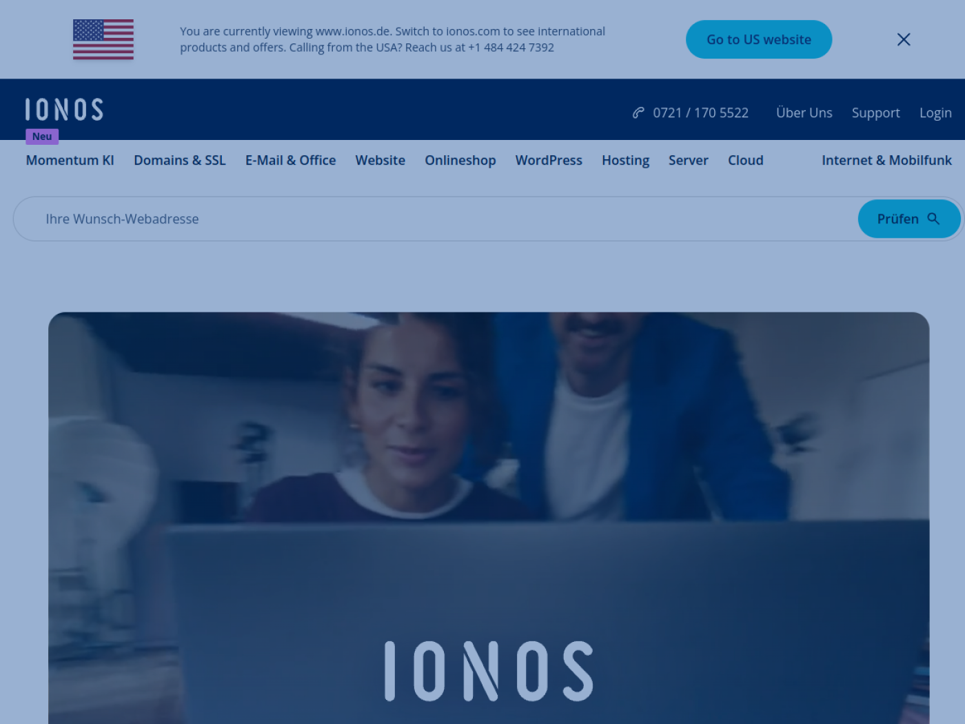 Website-Screenshot von IONOS