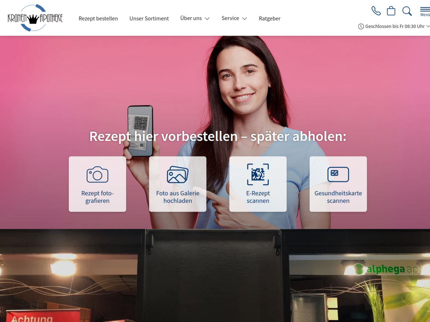 Website-Screenshot von Kronen Apotheke