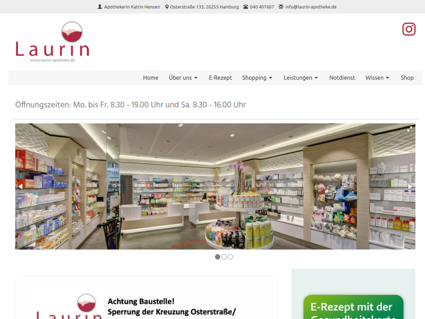 Website-Screenshot von Laurin-Apotheke