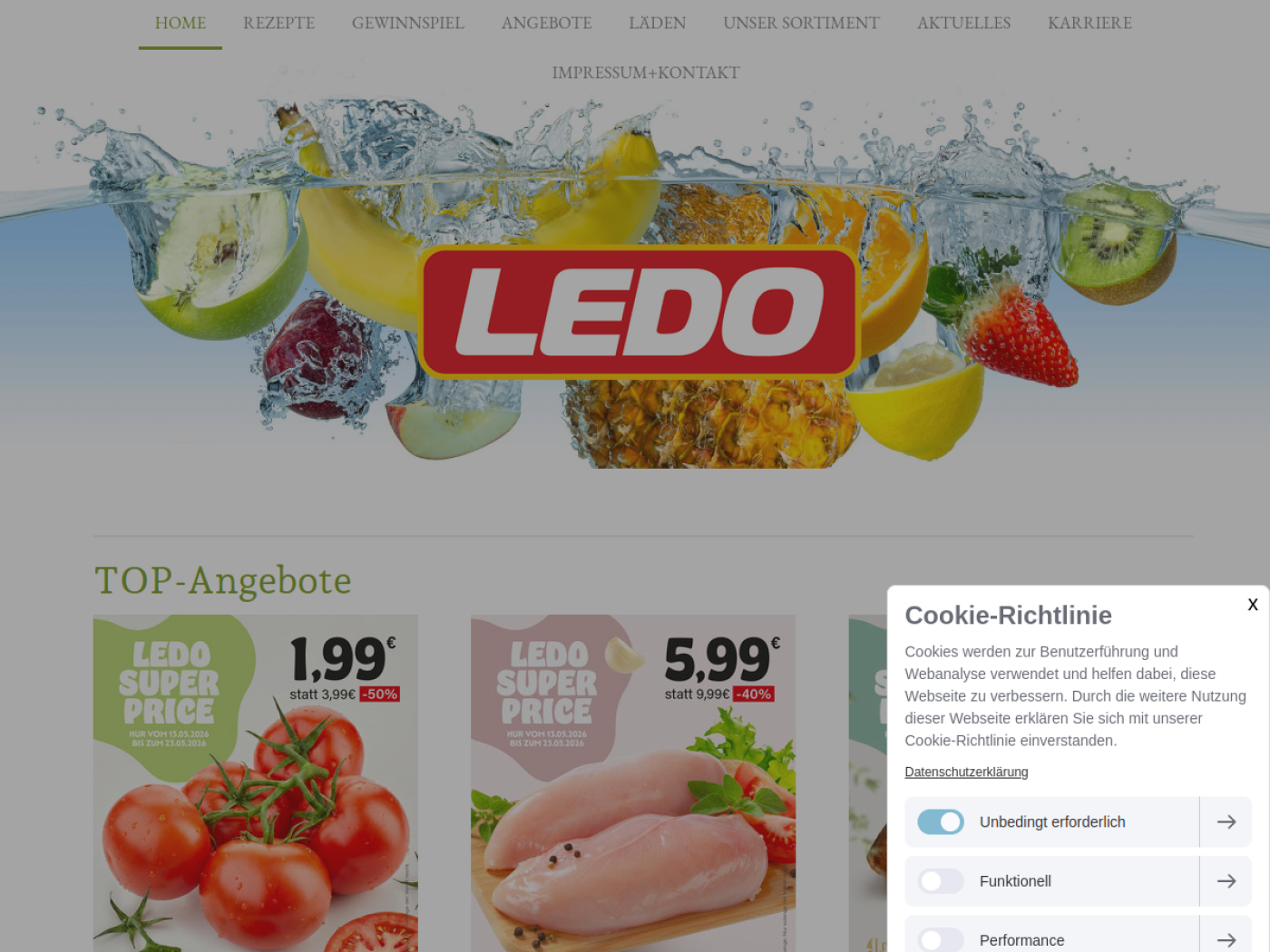 Website-Screenshot von Ledo