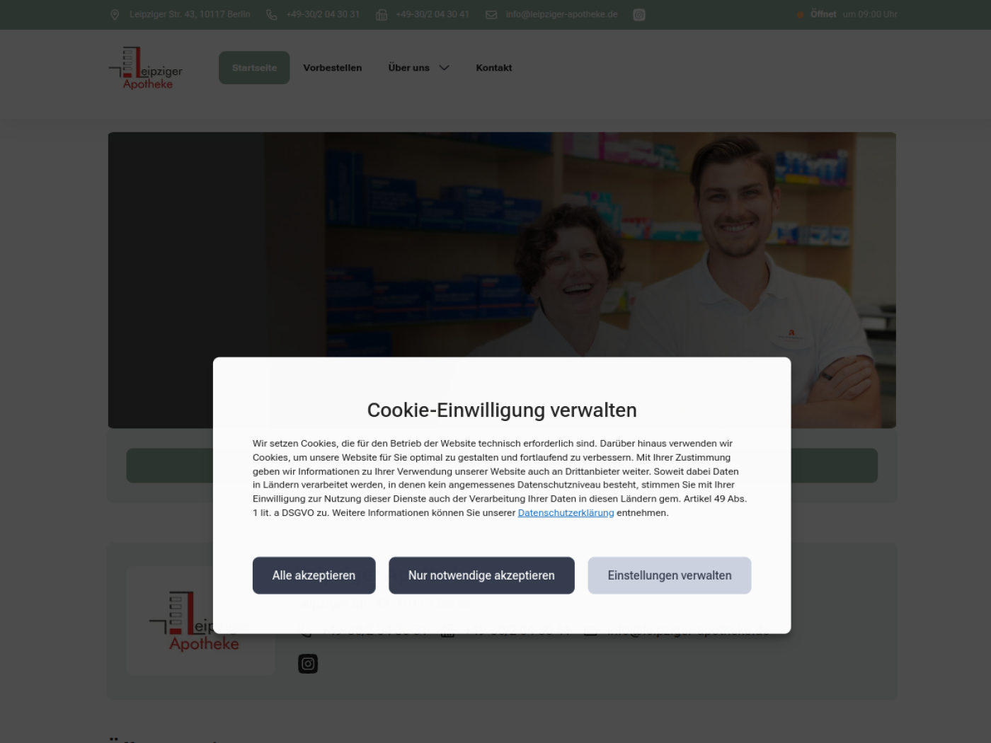 Website-Screenshot von Leipziger Apotheke