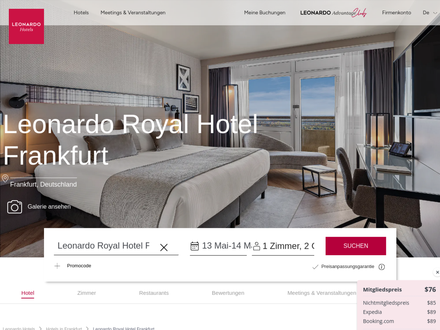 Website-Screenshot von Leonardo Royal Hotel