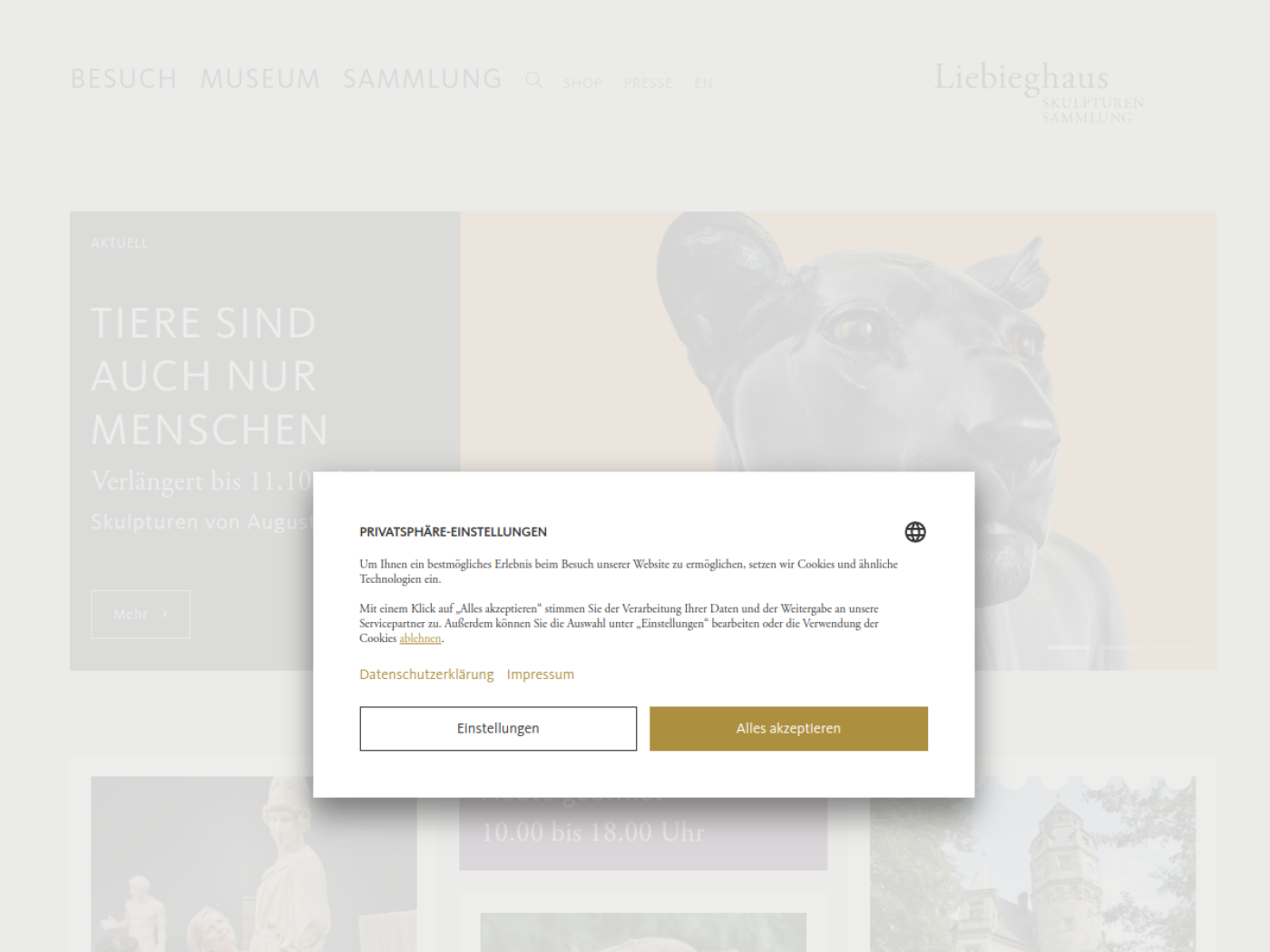 Website-Screenshot von Liebieghaus Skulpturensammlung