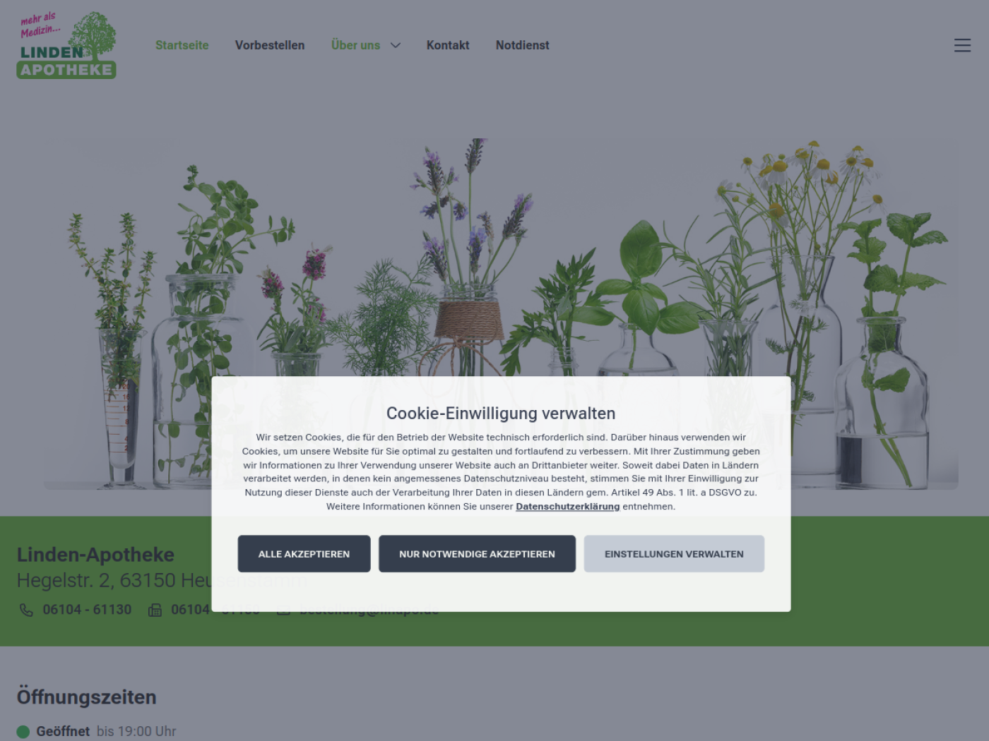 Website-Screenshot von Linden Apotheke