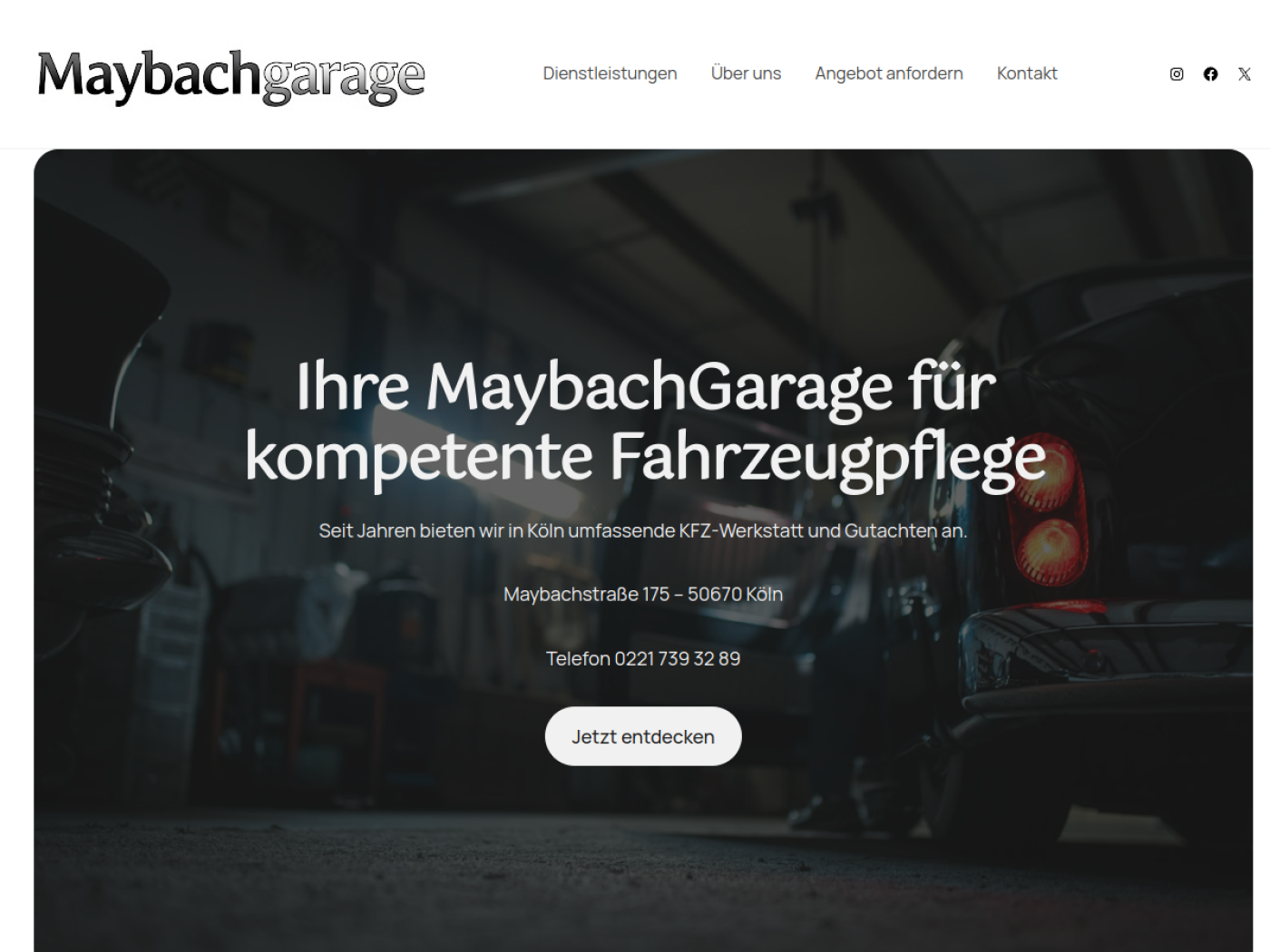 Website-Screenshot von Maybach Garage
