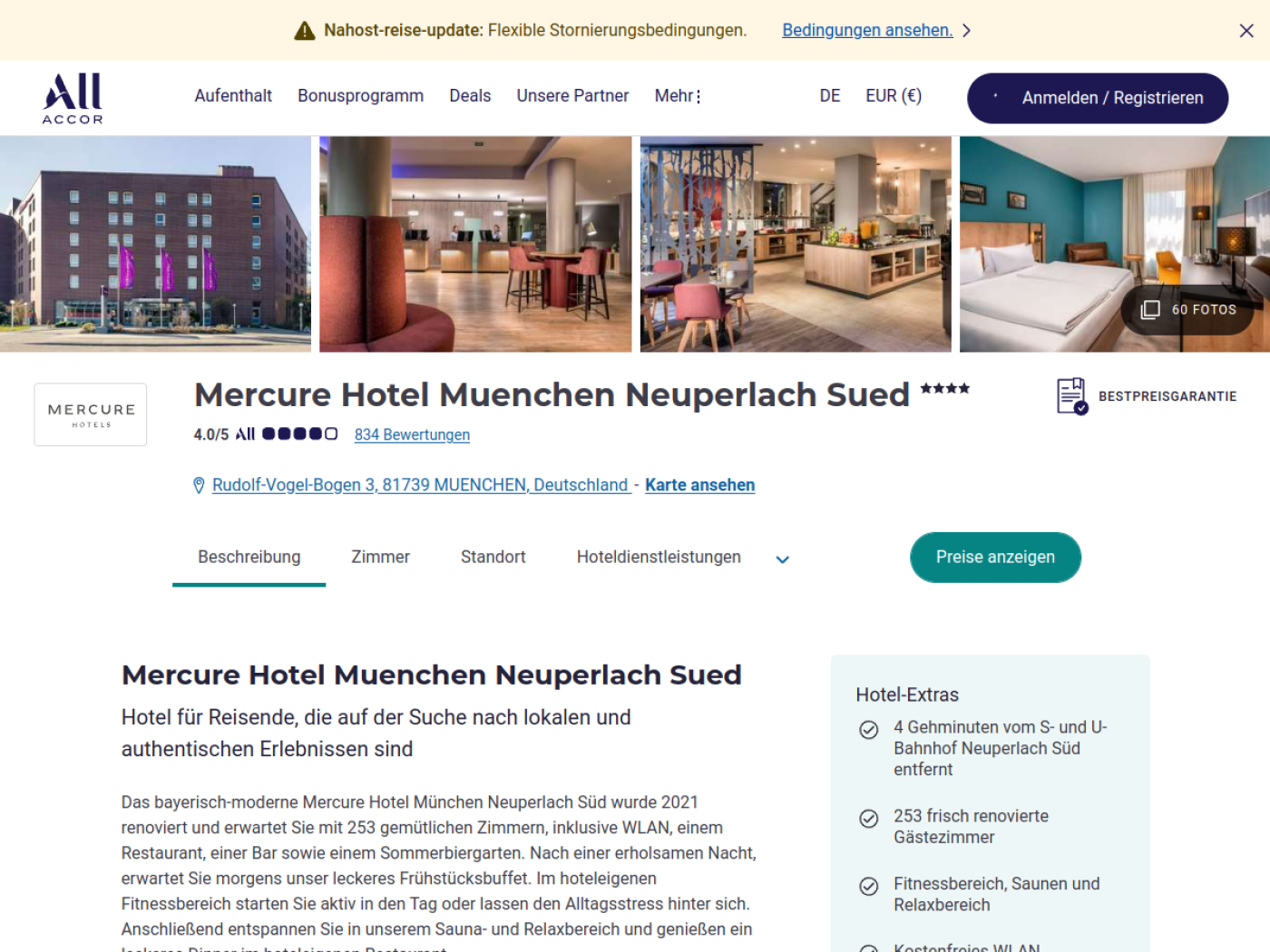 Website-Screenshot von Mercure