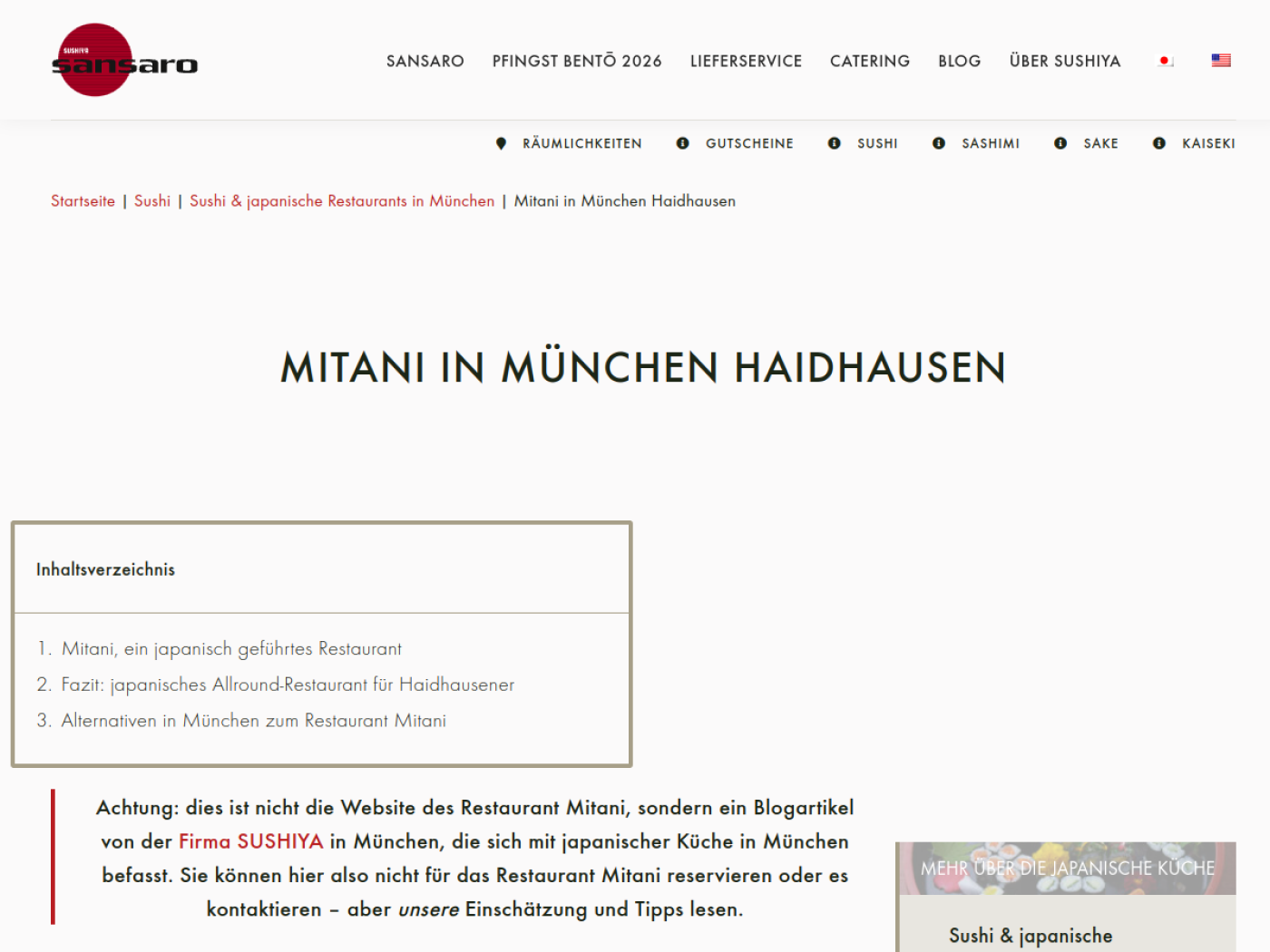 Website-Screenshot von Mitani