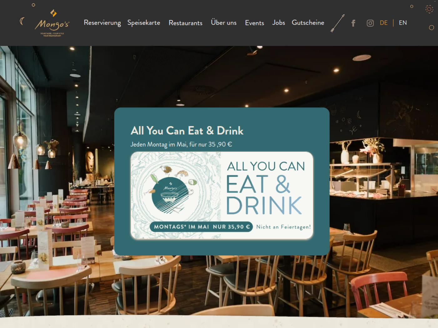 Website-Screenshot von Mongo's