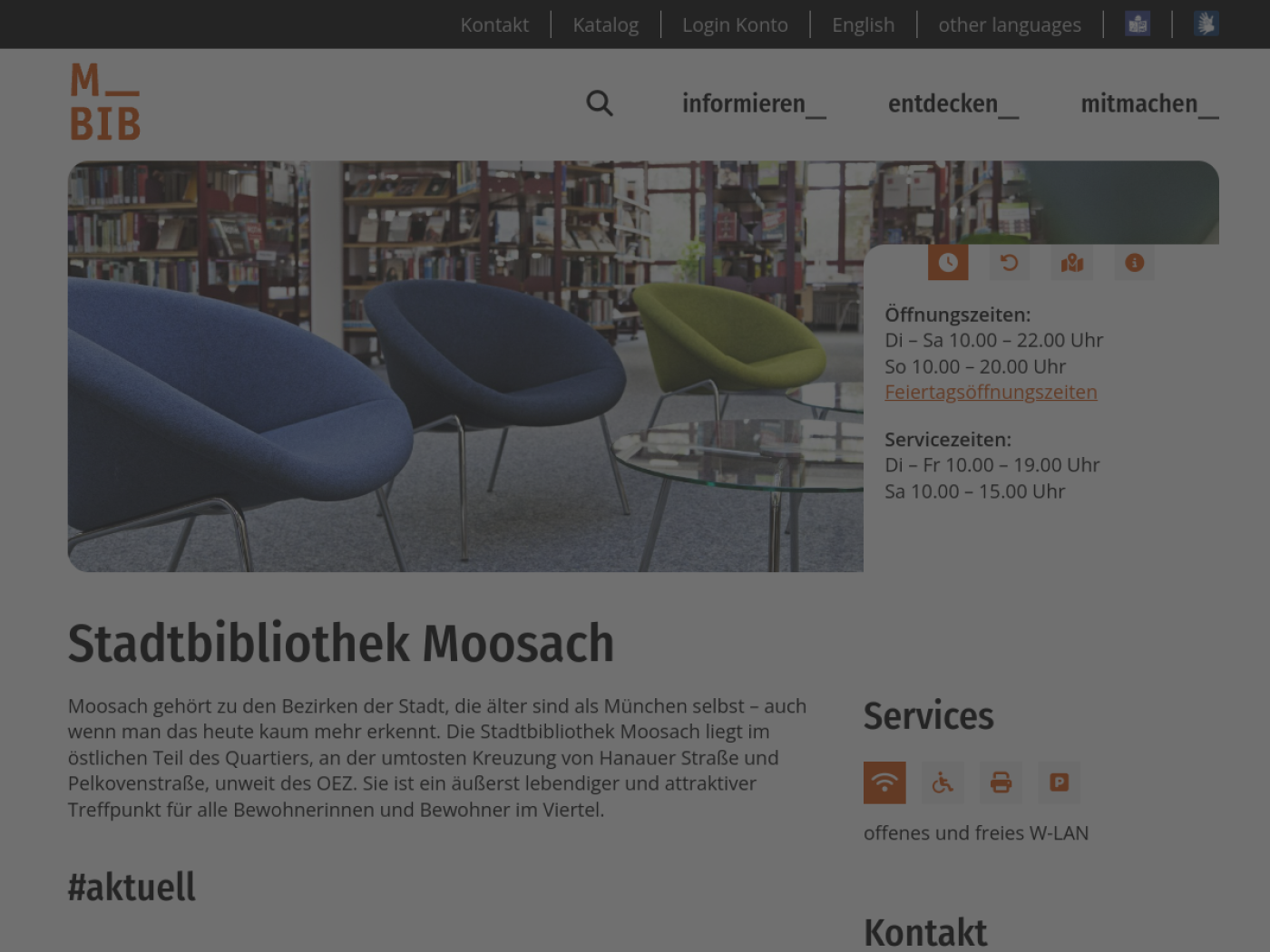 Website-Screenshot von Münchner Stadtbibliothek Moosach