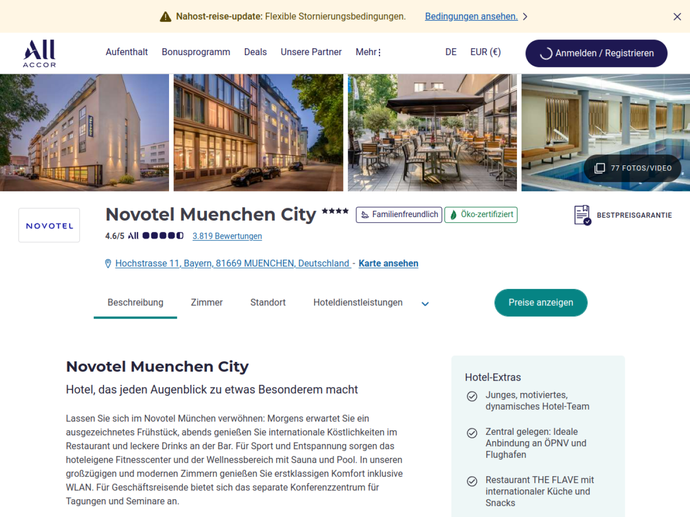 Website-Screenshot von Novotel