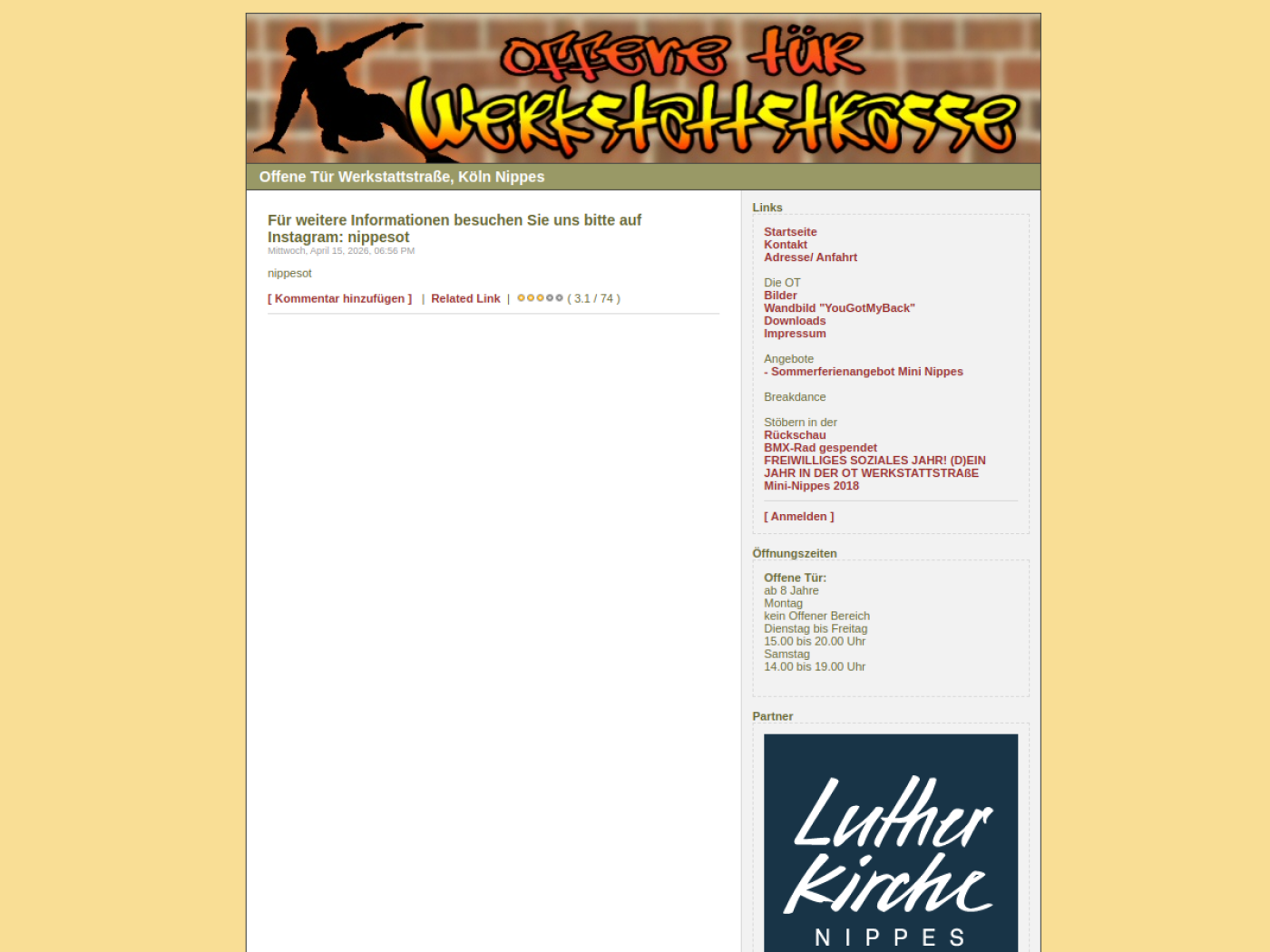 Website-Screenshot von Offene Tür Werkstattstraße