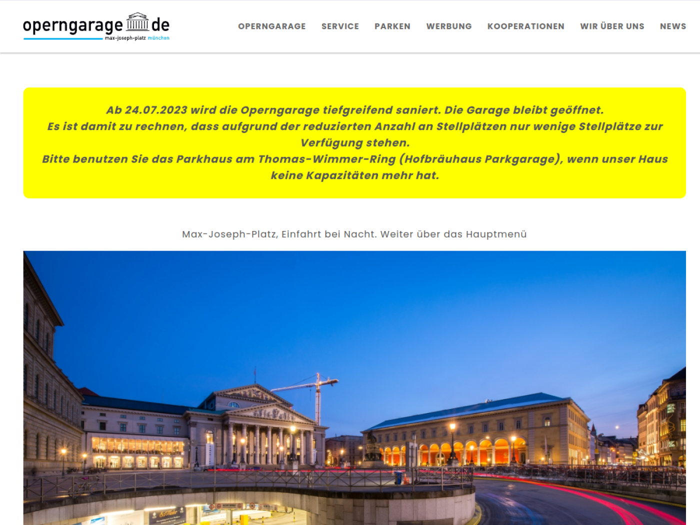 Website-Screenshot von Operngarage