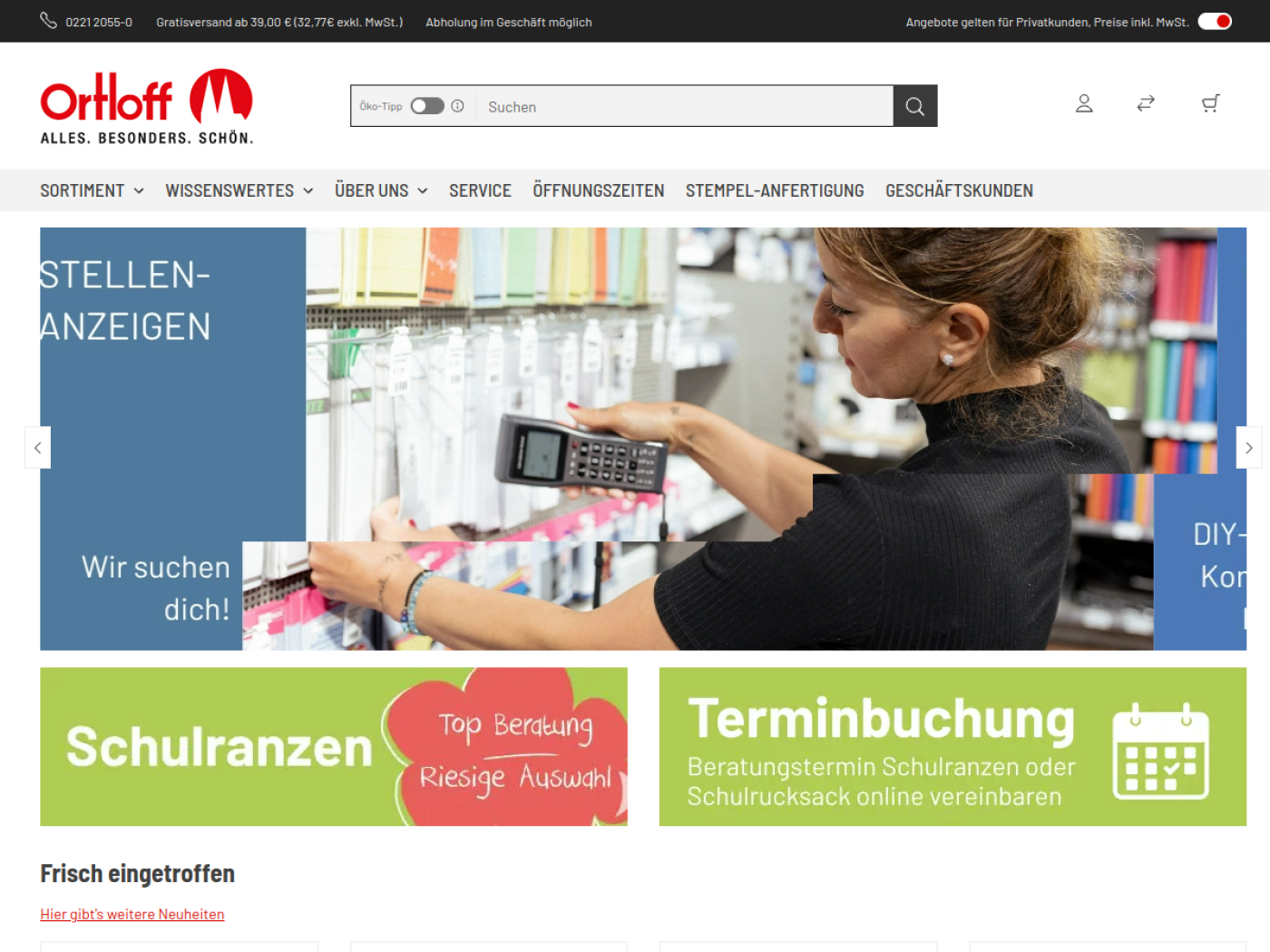 Website-Screenshot von Ortloff