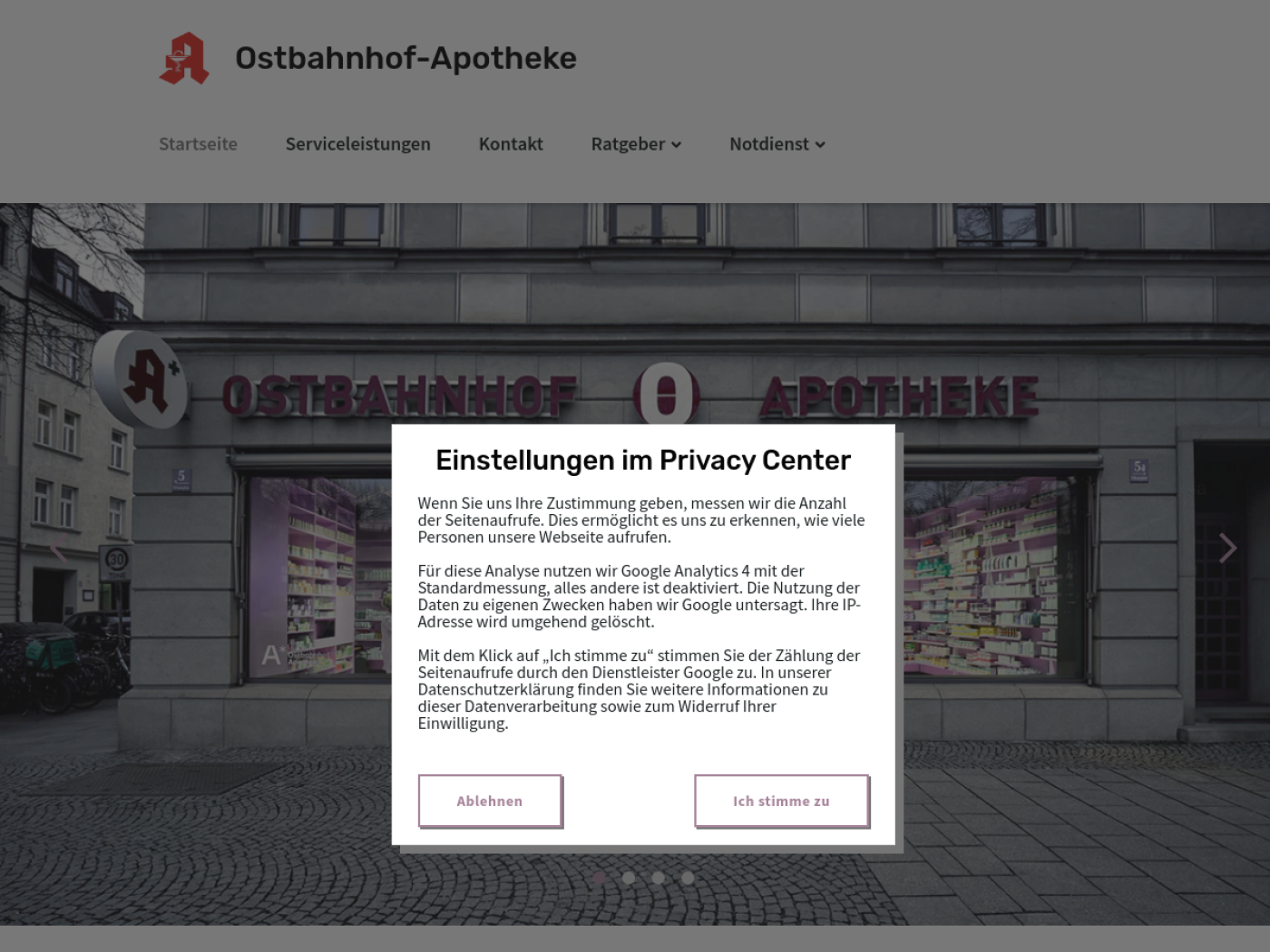 Website-Screenshot von Ostbahnhof Apotheke