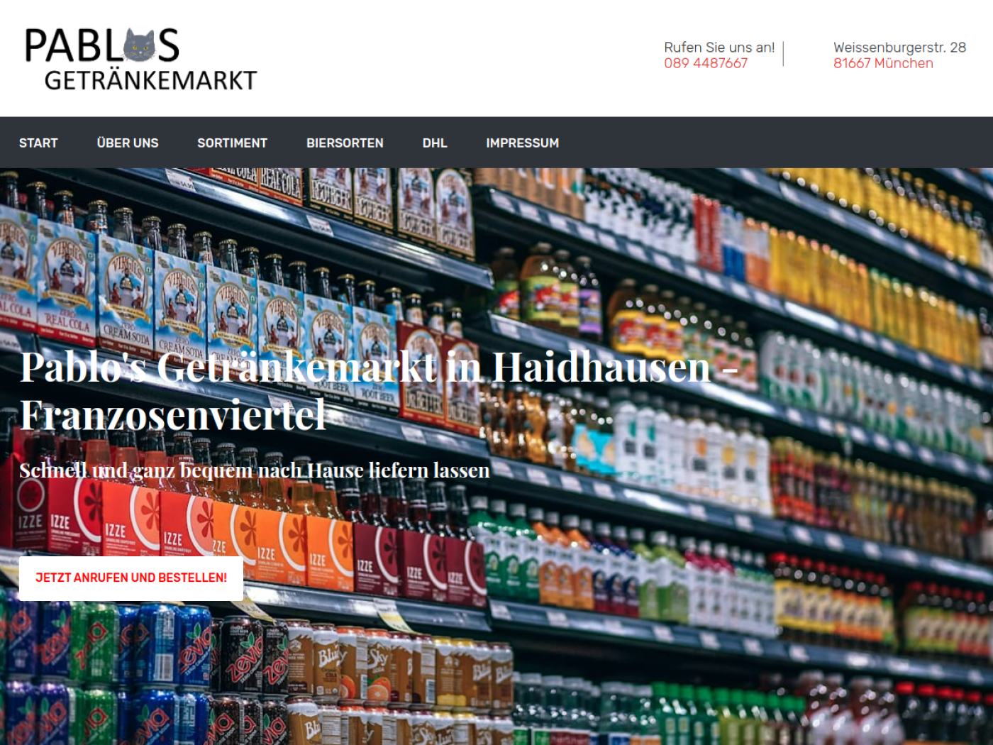 Website-Screenshot von Pablo's Getränkemarkt