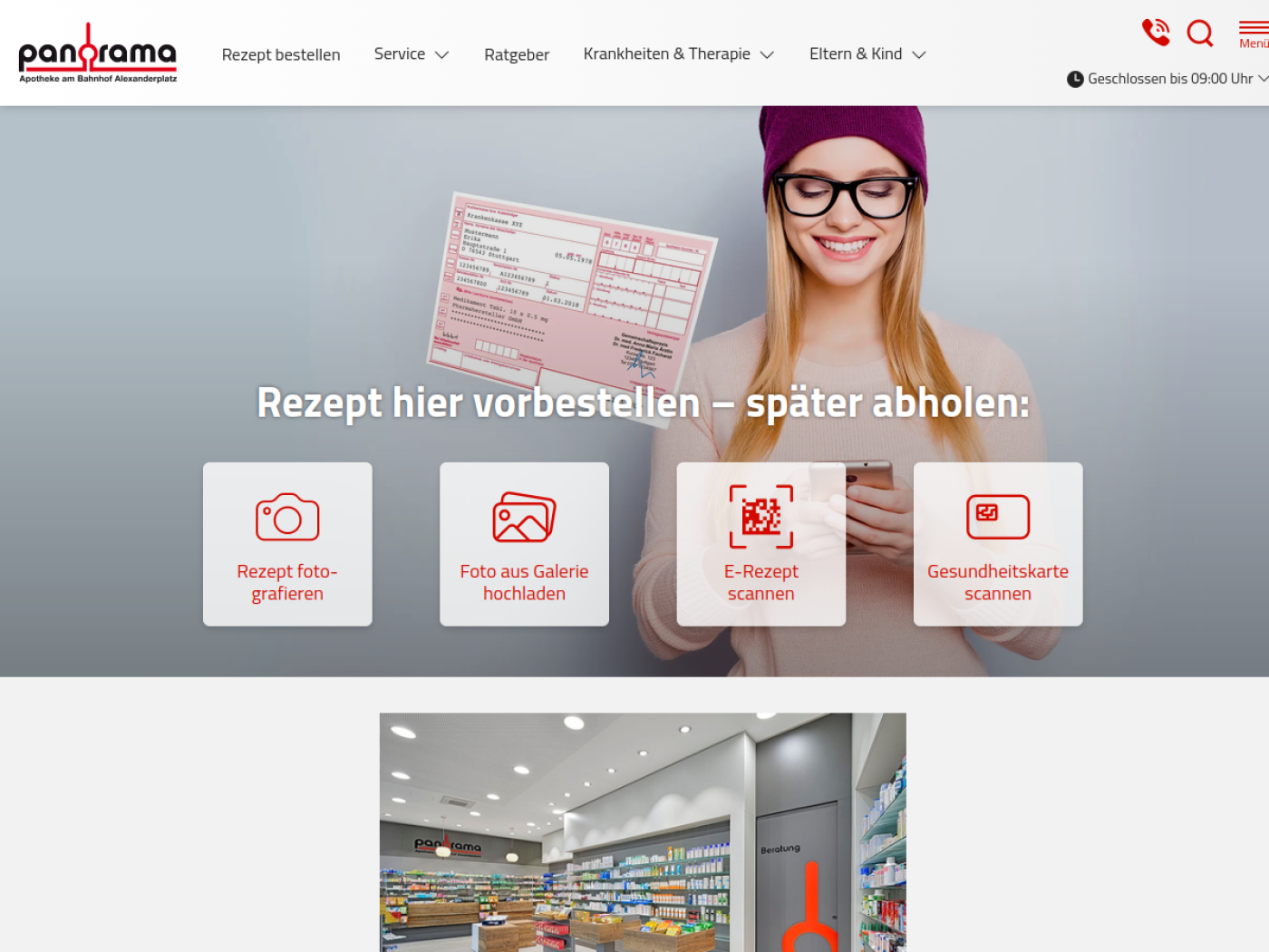 Website-Screenshot von Panorama Apotheke