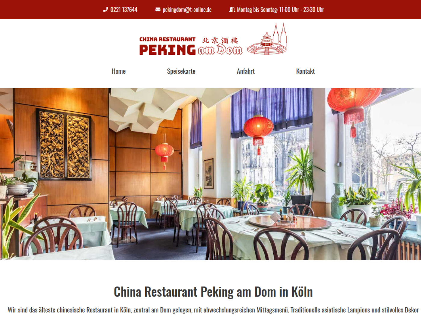 Website-Screenshot von Peking am Dom