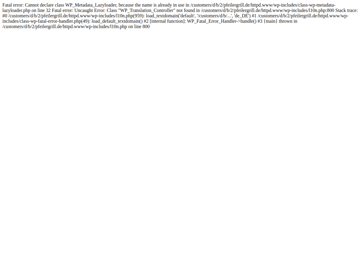 Website-Screenshot von Pfeiler Grill