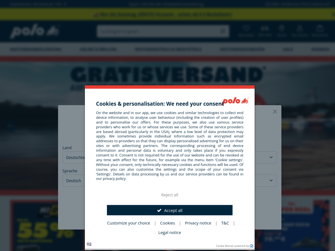 Website-Screenshot von Polo Motorrad