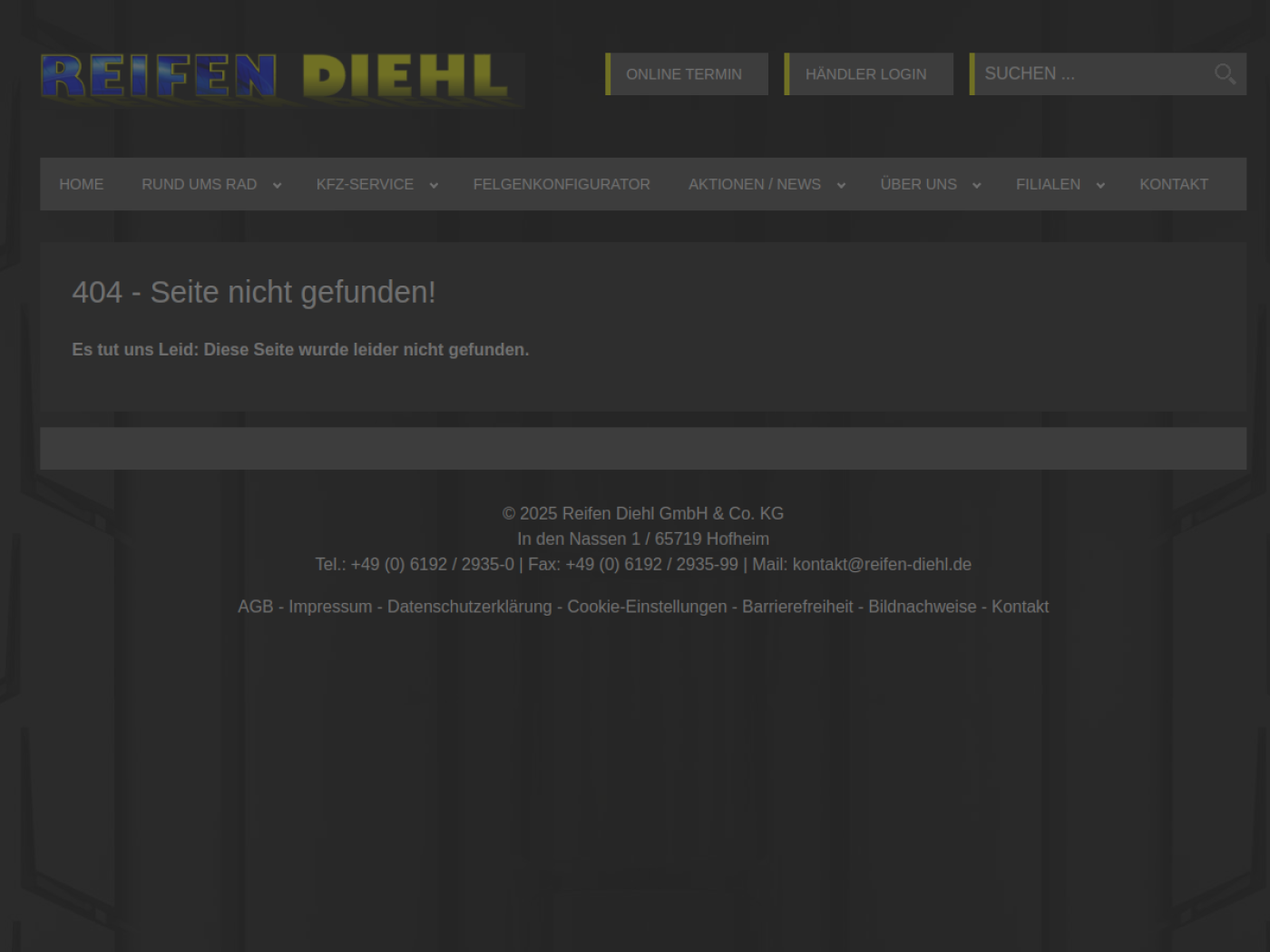 Website-Screenshot von Reifen Diehl