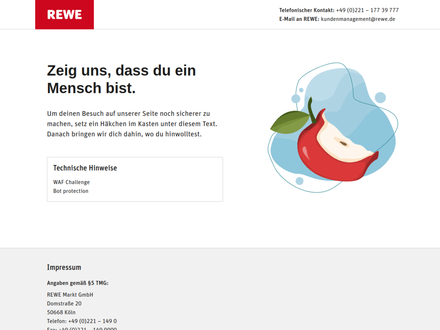 Website-Screenshot von Rewe