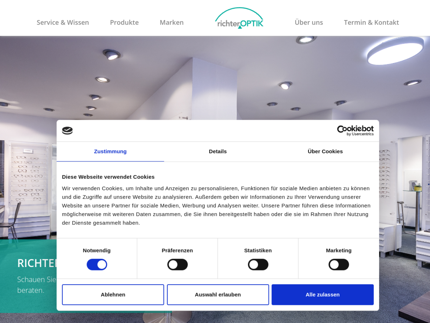 Website-Screenshot von Richter Optik