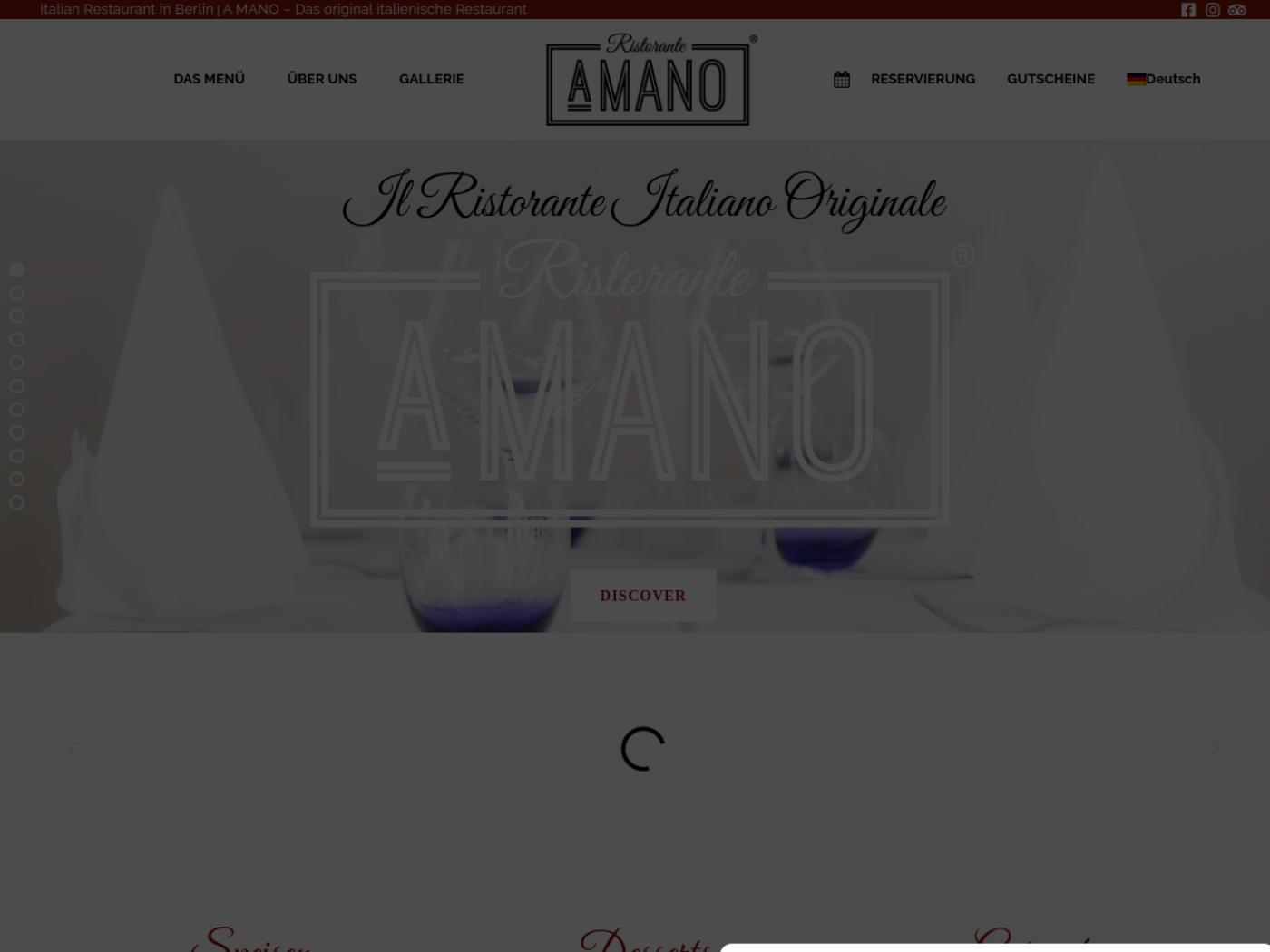 Website-Screenshot von Ristorante a Mano
