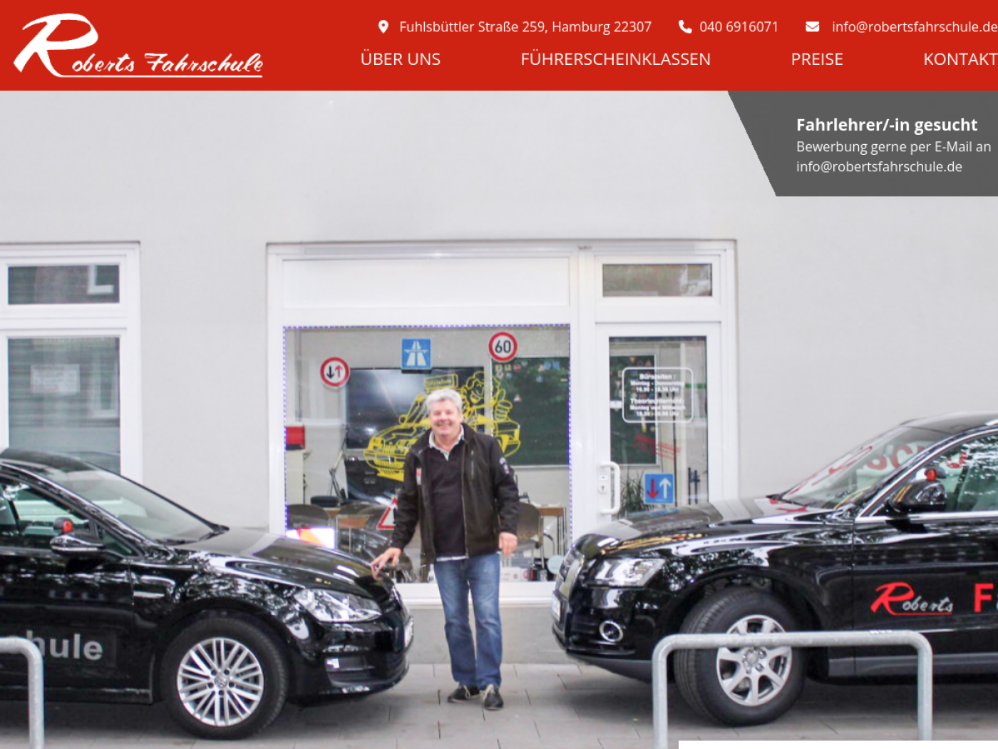 Website-Screenshot von Roberts Fahrschule