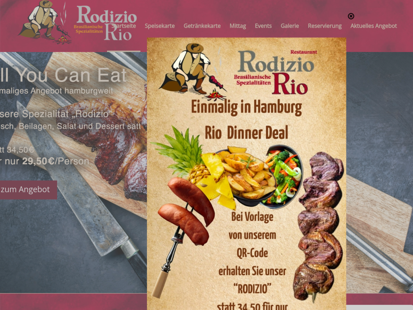 Website-Screenshot von Rodizio Rio